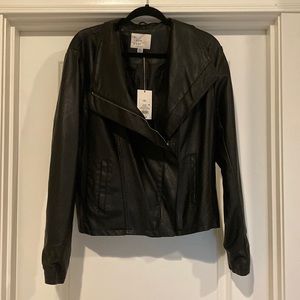 A New Day Women’s Black Faux Leather Jacket Size XXL